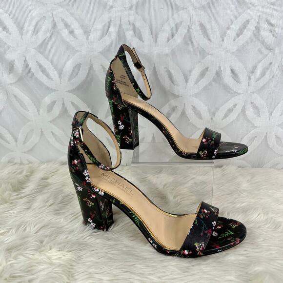 Michael Shannon Sascha Floral Rockabilly Ankle Strap High Heel Sandal Sz 8 - Picture 2 of 9